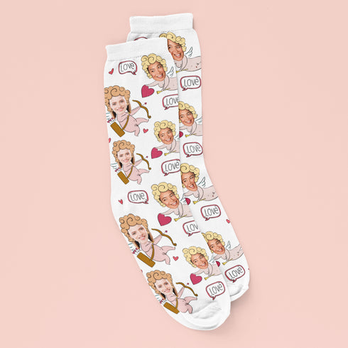 Personalised Female Cupid Face Socks